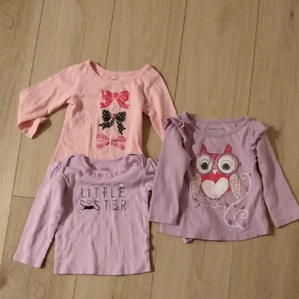 Girls' Pink and Purple Long Sleeve Tops Set